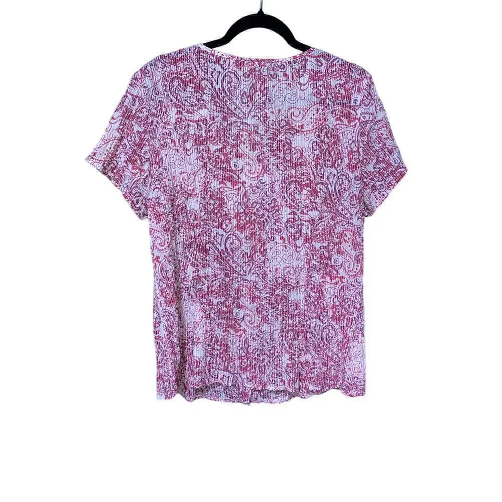 Croft & barrow short sleeve button up stretchy Top SZ XL 57% Polyester 43%cotton - Picture 2 of 5